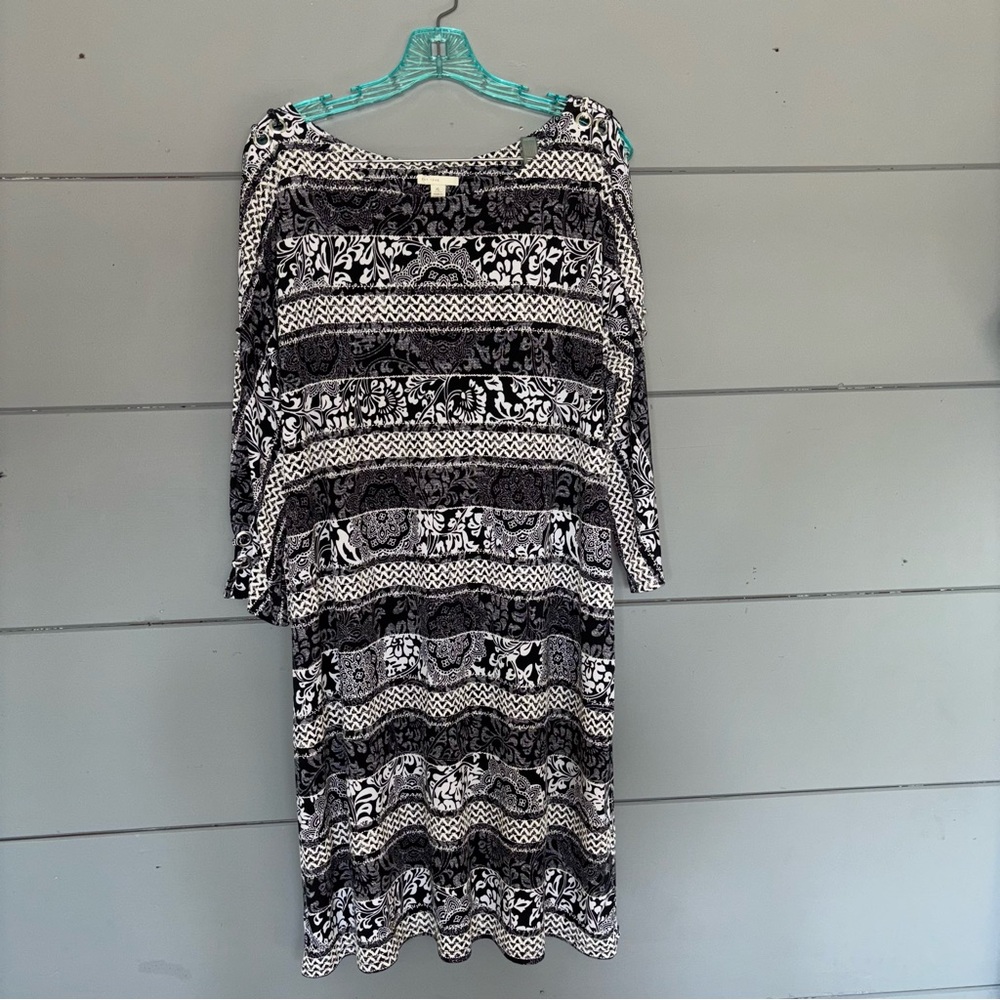 Chico's Black and White Patterned Dress